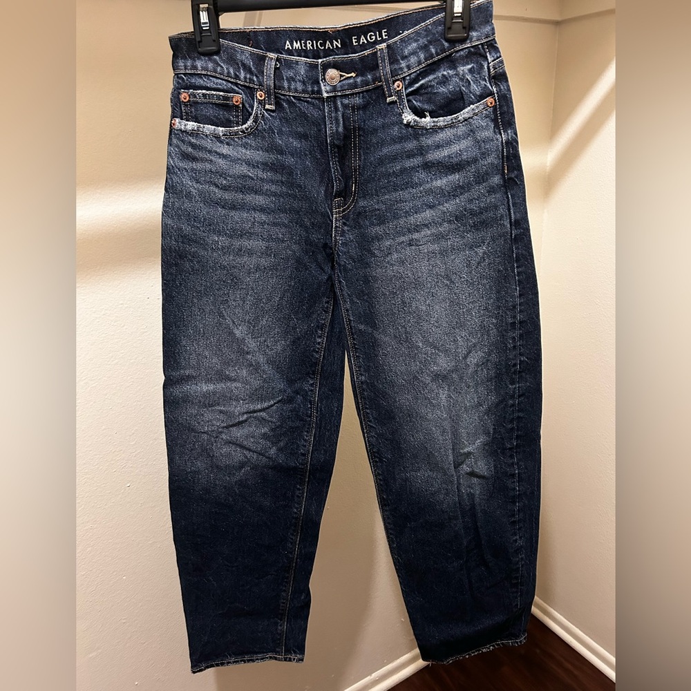 American Eagle Outfitters Dark Wash Barrel Jeans